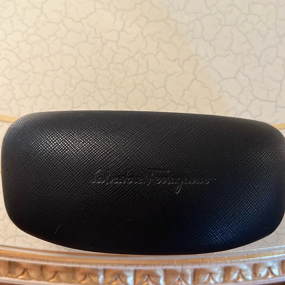 Salvatore Ferragamo Large Sunglasses Case Black Clamshell. Case only